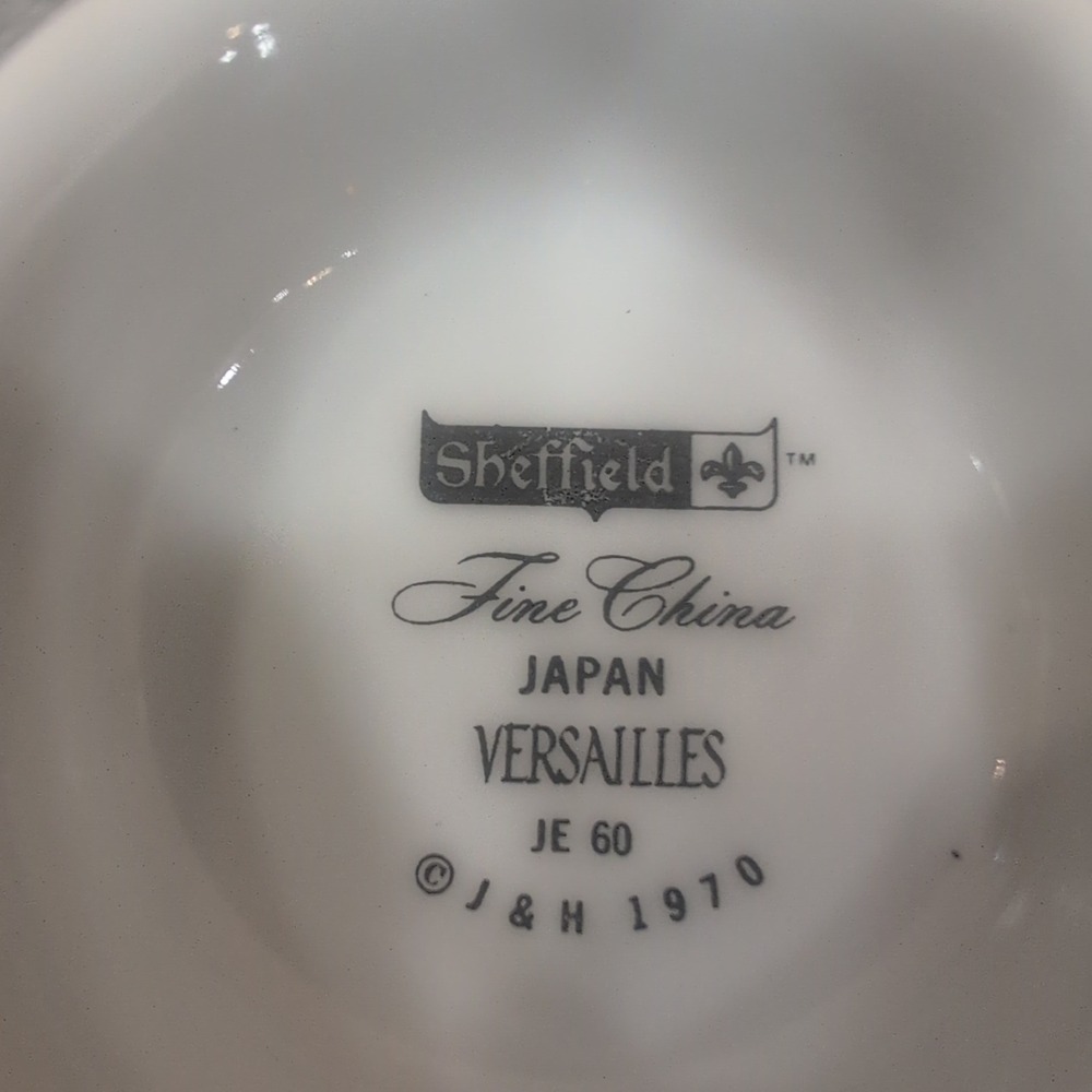 Sheffield Versailles Fine China Demitasse Cup and Saucer Set Japan 1970 JE 60 61 - Picture 6 of 7